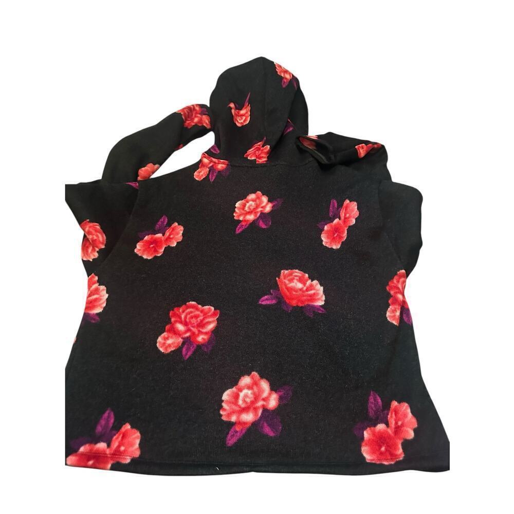 Vs Victorias Secret PINK SWEATER KNIT PULLOVER HOODIE TOP PURE BLACK FLORAL XS - Picture 5 of 6